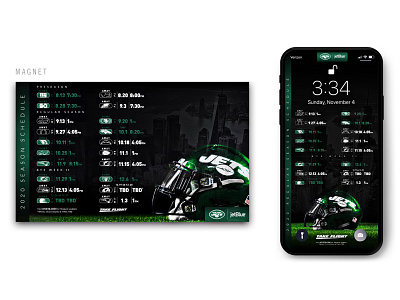 2020 SCHEDULE MAGNET & WALLPAPER creative design football graphic design new york new york city new york jets nfl typography wallpaper