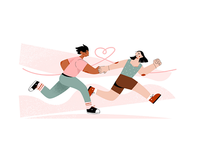 Boy and girl in love flat 2d illustration