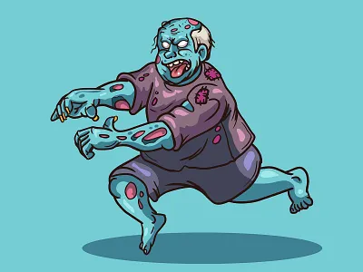 FAT ZOMBIE RUNNING apocalypse apocalyptic brain dead deadly deadpool fat fat zombie fatzombie illustration junk rip running tshirt undead zombies