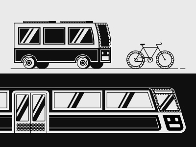 Commute bicycle bike black white bus commute illustration road subway traffic train transportation vector