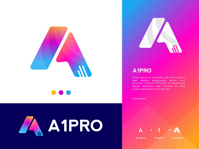 A1 Pro Logo Design a letter logo applogo branding creative gradient graphicdesign letter mark letterlogo logos modern logo modernism number 1