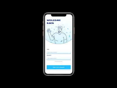 Sign in / Login - App Daily UI Challange - Day One app blue dailyui day1 form illustration log in login minimal mobile signin signing simple ui uichallange uiux ux welcome