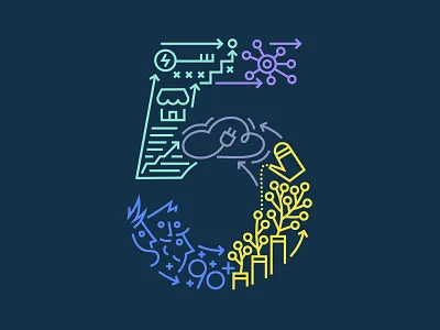 5 Years Gtmhub 5 anniversary illustration infographic linear