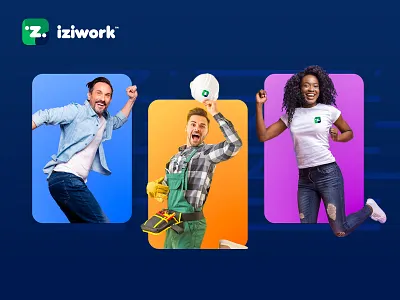 iziwork Brand Identity branding catchy color flat identity lean pattern people ui worker