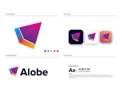 Alobe modern a letter logo design a letter logo a logo a logo design a modern logo abstract agency app brand identity branding corporate creative design gradient logo logo branding logo design logo designer logo designs technology