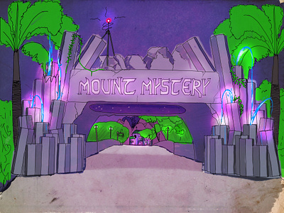 #ArmchairImagineering: Mount Mystery Land Entrance armchair imagineering disney disneyland imagineering procreate sketch theme park theme park design walt disney walt disney world