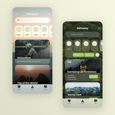 Getaway adobexd airbnb app appdesign branding camping clean ecommerce holiday interface lodging marketplace minimal online portfolio ui uidesign ux uxdesign