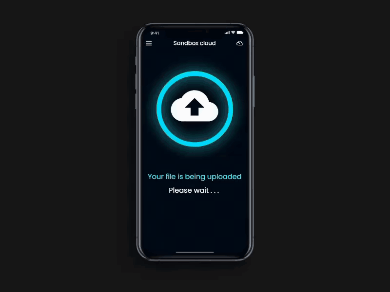 File upload animation animation animation 2d app cloud dark ui design icon loading mockup