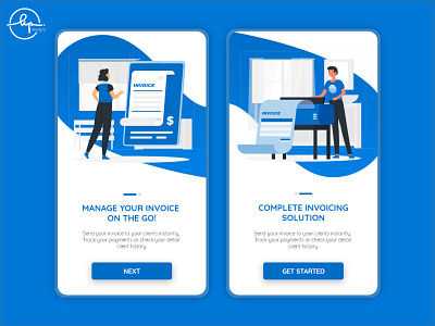 Onboarding screens - Invoicing app app design blue dribbble best shot get started human illustration illustration invoice design invoicing mobile mobile app mockup onboarding onboarding screens onboarding ui ui ui design uidesign uiux ux vector