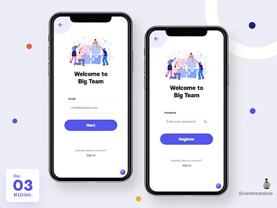 Day 03 UI Challenge 10ddc app challenge design graphic illustration mobile register registered sign up signup ui ux victorcardero