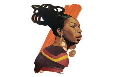 Nina Simone editorial editorial illustration illustrated portrait illustration painterly painting portrait portrait illustration realism traditional illustration