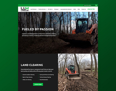 Lagestee Land Management Website construction dark dark theme design dirt drainage forest forestry green land land clearing masculine ux ux ui web web design wordpress