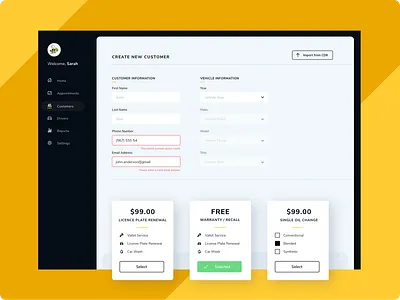 Automotive Portal automotive cars crm dashboard
