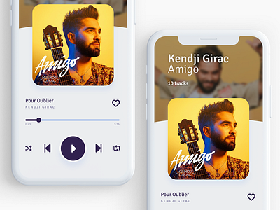 Music player app app app design application clean design ios iphone mobile music music app round shadow ui ux white