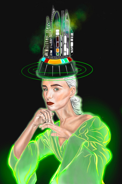 Space dream face fashion illustration neon portrait procreate space woman