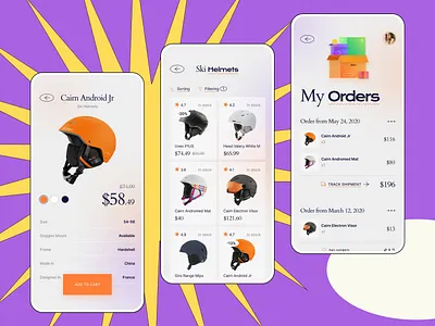 E-commerce part of Mobile Interface Kit from thePenTool e commerce grid mobile mockup my orders product page rating shop thepentool tracking