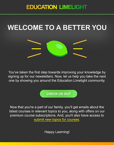Education Limelight Welcome Email green grey lime marketing materials neon colors welcome email yellow