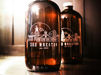 Growler Illustration 302 beer cafe growler illustration landscape line art packaging skyline wheaton