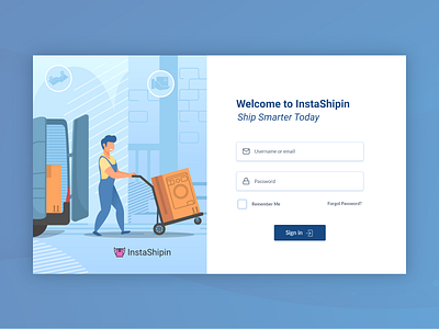 E-Commerce Login Page adobexd clean courier creative dailyui delivery ecommerce illustration login minimal registration signin signup simple ui uidesign uiux ux web website