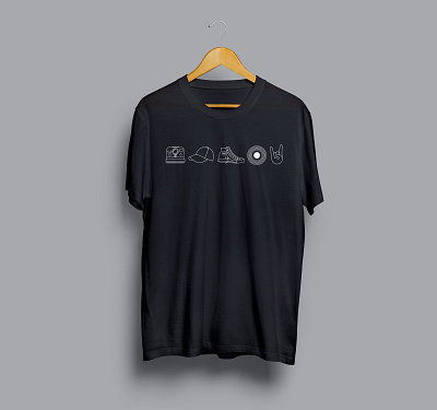 ELLIV 2019 - "Timeless" Icons T-Shirt converse icon hat icon iconography icons illustrator line design lines polaroid icon record icon rock on icon shirt design shirt mockup shoes