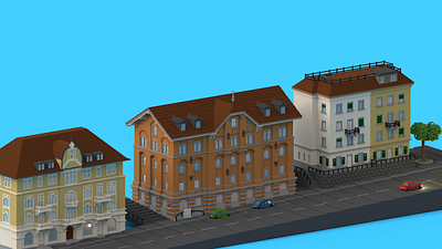 Office Street 3d magicavoxel office building street voxels