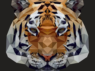 Polygonal tiger animal art colored cool logo low poly polygonal style tiger wild