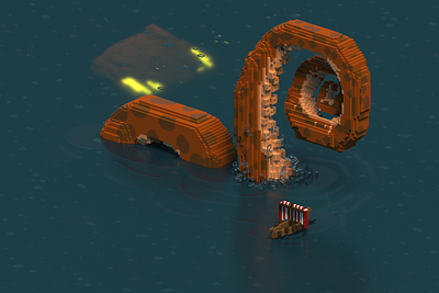 Terror from the deep 3d danger magicavoxel octopus sea monster ship tentacle voxels