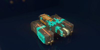 Container Spaceship 3d container magicavoxel sci fi space spaceship transport voxelart voxels