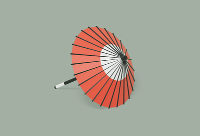 Japanese umbrella 3d 3dcg blender blender3d c4d cinema4d design illustration interior isometric isometricart japan lowpoly lowpoly3d minimal