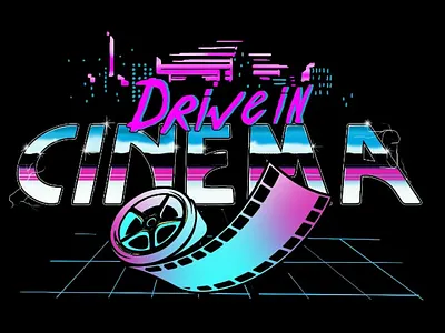Drive in cinema brand identity branding design illustration lettering logo type typography
