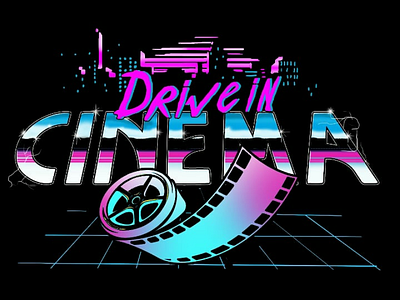 Drive in cinema brand identity branding design illustration lettering logo type typography