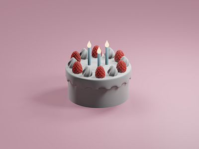 Birthday cake 3d 3dcg blender blender3d c4d cinema4d design illustration interior isometric isometricart japan lowpoly lowpoly3d minimal