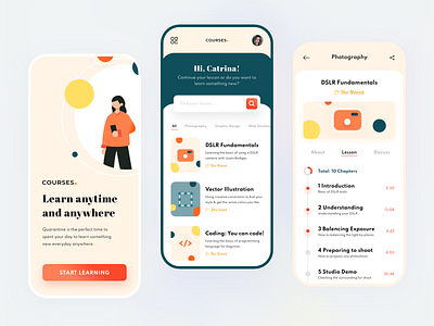 Course Mobile APP app clean course illustration learning app mobile app sketch ui