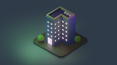 Building in the dark 3d 3dcg blender blender3d c4d cinema4d design illustration interior isometric isometricart japan lowpoly lowpoly3d minimal