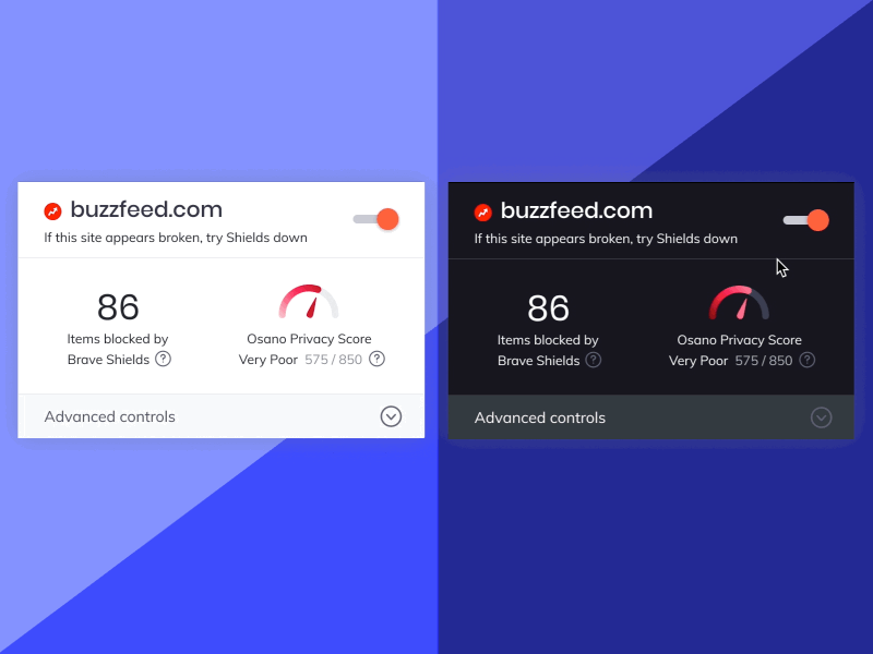 Brave Shields privacy monitor browser browser extension figma interaction design motion design privacy product design prototype prototype animation ux design visual design