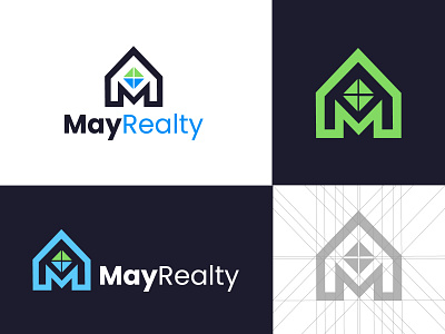 Real estate Logo Design | May Realty 3d design abstract logo brand identity branding building logo construction flat healthcare home care home logo icon illustration logo design logo designer logotype m letter logo real estate logo sketches typography vector