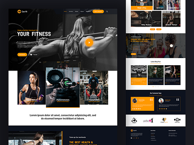 Fitness Landing page design app branding design fitness fitness app fitness center fitness club fitness tracker illustration landing page design psd template trend design 2020 typography ui ux web web app web design website website design