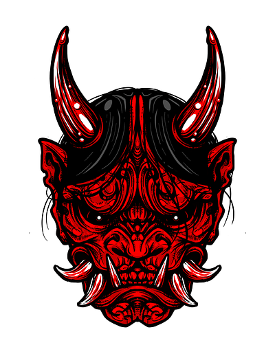 Red Oni demon design drawing illustration oni