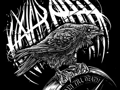 Never Quit Raven design halloween illustration raven screen printing
