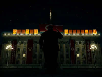 Dangernorth Korea 2d 3d artwork cinema4d design icbm kim jong un korea missile motion motion design neon north korea vray war