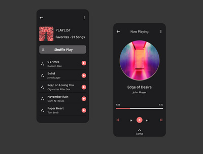 Music Player mobile app ui ux