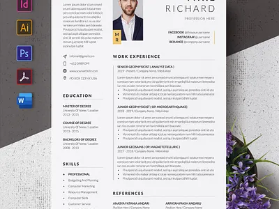 Modern CV / Resume a4 clean cover letter creatiforest creative curriculum vitae cv cv design minimal resume template