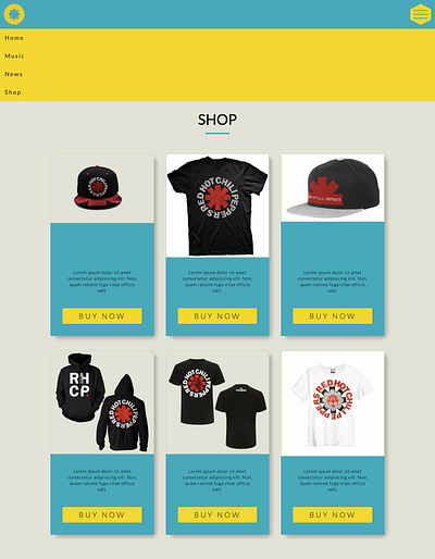 RHCP Band Merch bandmerch design red hot chili peppers ux web