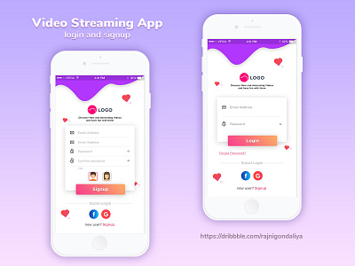 Video Streaming login adobe xd app design flat illustration logo typography ui ux vector