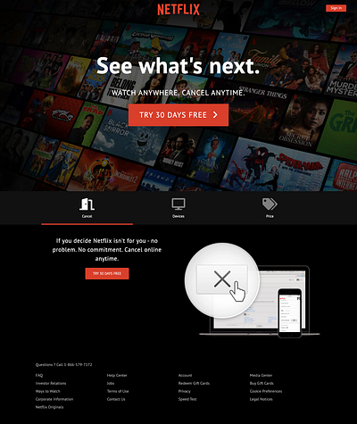 Netflix Landing Page design html html css javascript netflix red and black design redesign concept responsive ux web