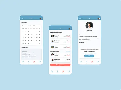 Tutoring App appointment calendar mobile scheduling tutor ui ux