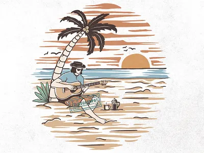 Summer Music Paradise beach party design digitalart digitalillustration handdrawn illustration illustrator nature pardise summer summertime tropical tshirt design vintage vintage design