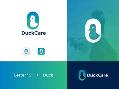 Letter C With Duck Logo Mark animal bird care branding c mark care creative logo duck gradient letter logo lettermark logo logo concept logo design logo designer logotype mark monogram negative space symbol typography