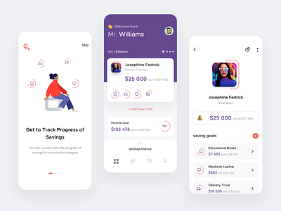 Child Savings App app design application bank banking app design fintech illustration illustrations mobile app mobile ui savings ui uidesign uiux ux uxdesign