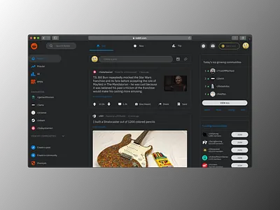 Reddit web dark dark mode design reddit ui ux web